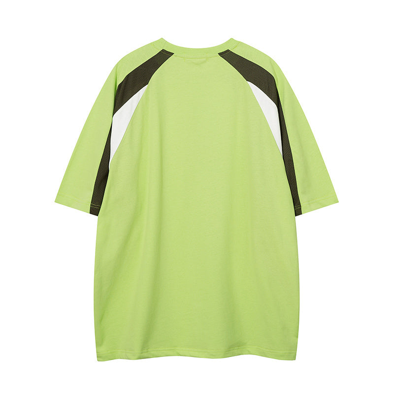 Raglan Sleeve Streetwear T Shirts Color Contrast Casual O Neck Tee Oversize Short Sleeve Summer Fashion