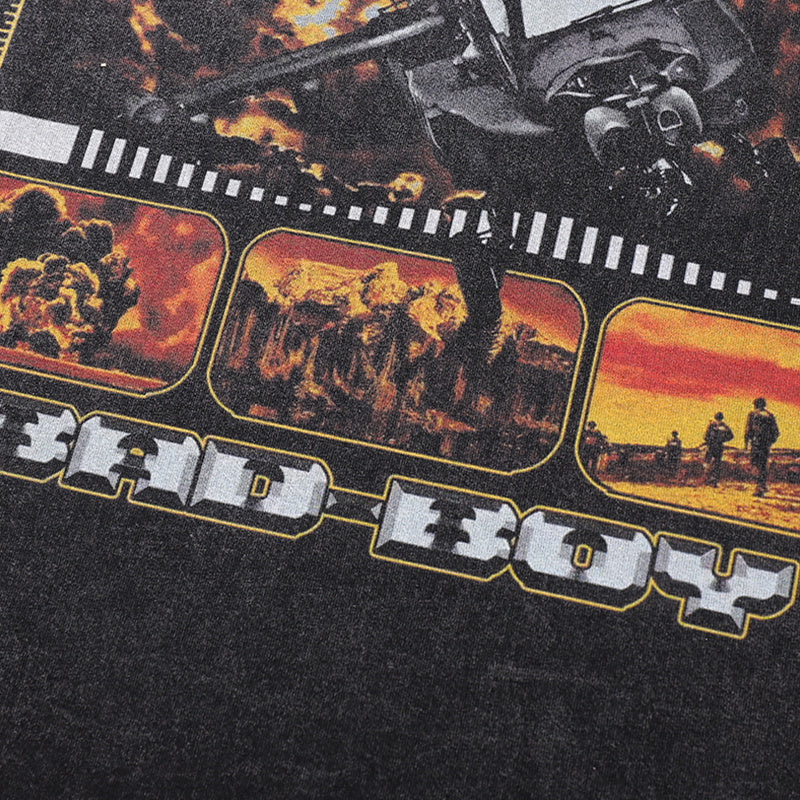 Vintage T Shirts Cotton Washed Loose Fashion Game Print Tee Streetwear Round Neck Summer Short Sleeve Casual