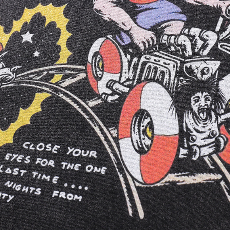 Streetwear T Shirts Vintage Cotton Washed Loose Cartoon Graphic Print Tee Short Sleeve Casual O Neck Summer Trendy