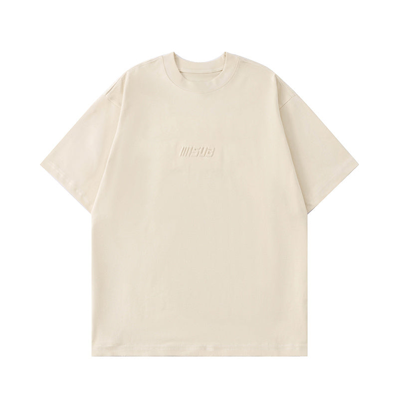 Streetwear Letter Embossed T Shirts Oversize Short Sleeve Cotton Tee Casual Round Neck Summer Hip Hop