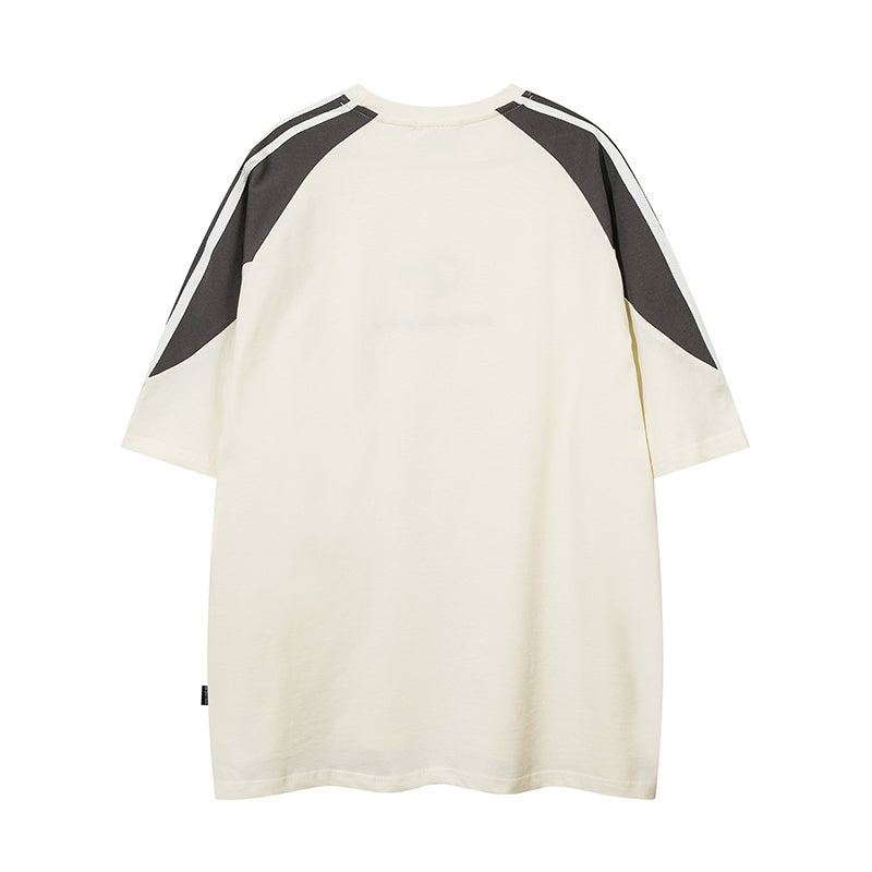T Shirt Side Stripe Streetwear Letter Print Loose Fashion Summer Hip Hop Casual Tees Sports Style Top Short Sleeve