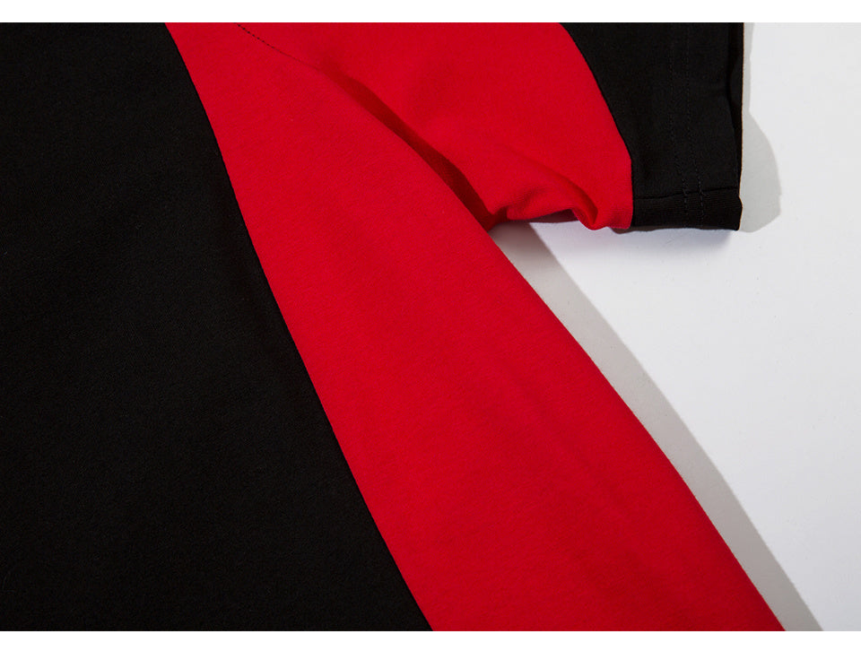 Side Stripe Streetwear T Shirt Letter Print Loose Top Short Sleeve Hip Hop Fashion Summer Casual Tees Sports Style