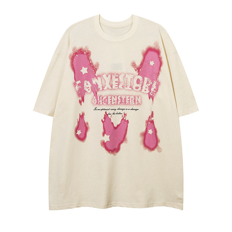 T Shirts Letter Print Cotton Crew Neck Fashion Streetwear Tee Casual Oversize Summer High Quality Simple Short Sleeve