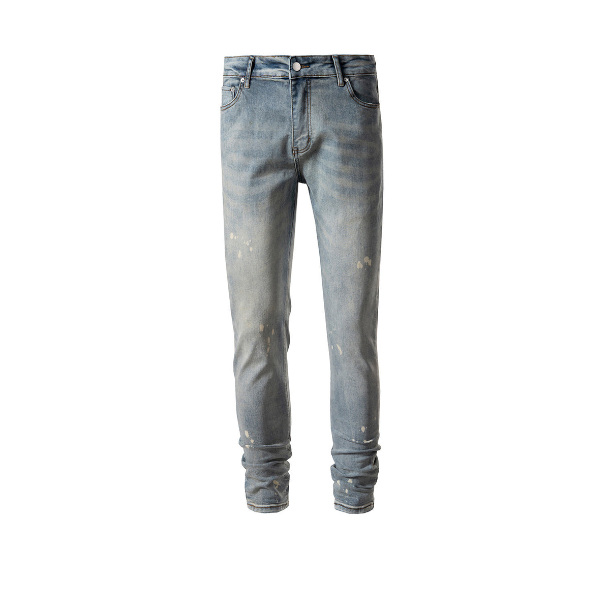 Men's And Women's Spring And Summer Urban High Street Splash Paint Wash Water Old Trousers Men's And Women's Same Slim-Fit Jeans Trendy