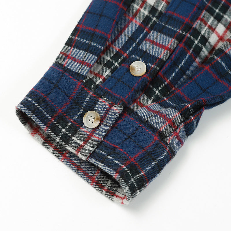 Plaid Shirts Autumn Long Sleeve Oversize Button Up Tops Korean Style Casual Fall Outwear Blue Comfortable