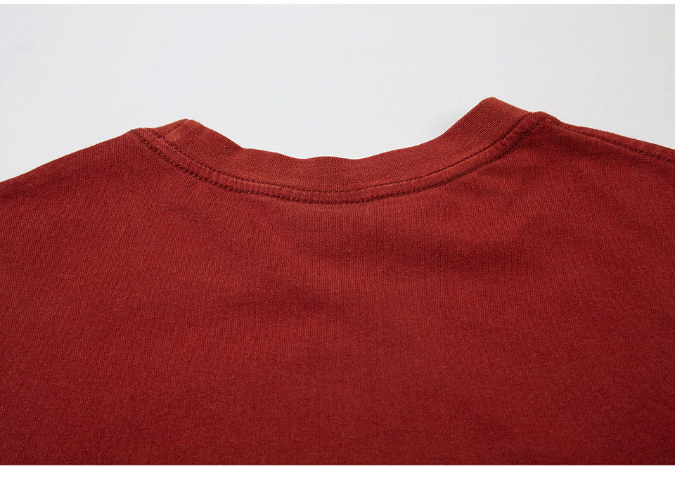 Cotton Star Pattern Round Neck Summer Fashion Streetwear Tee Loose Casual Short Sleeve High Quality Washed