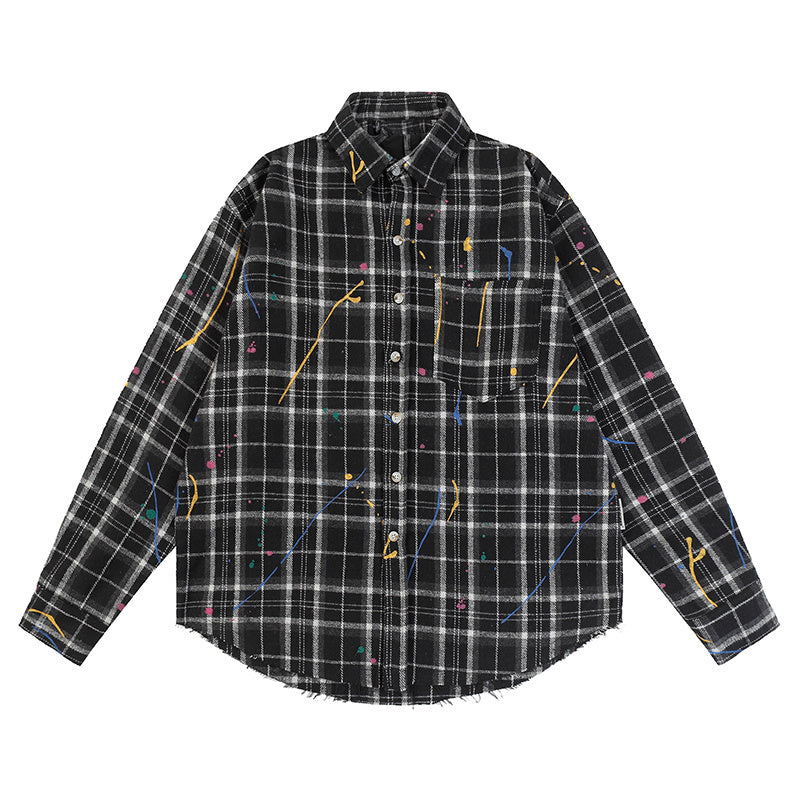 Plaid Shirts Autumn Long Sleeve Oversize Button Up Tops Korean Style Casual Fall Outwear